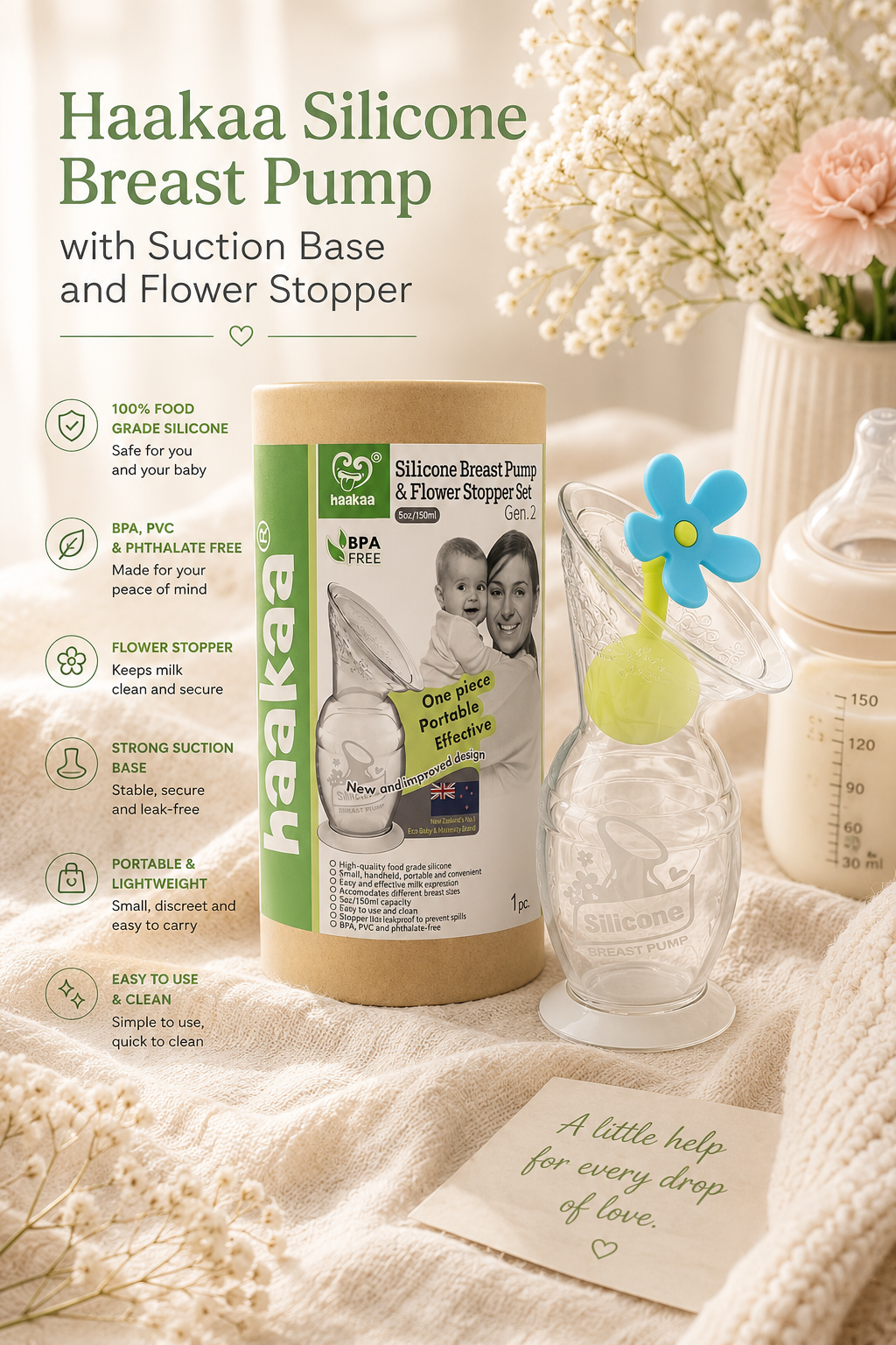 Haakaa silicone manual breast pump