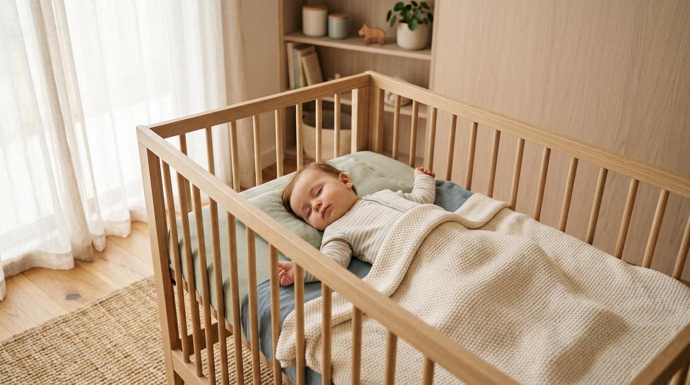 Alert 6-month-old baby during a period of sleep changes