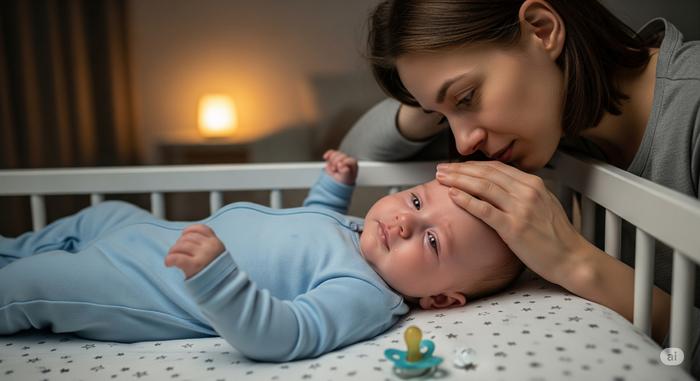 Parent comforting baby during a sleep regression